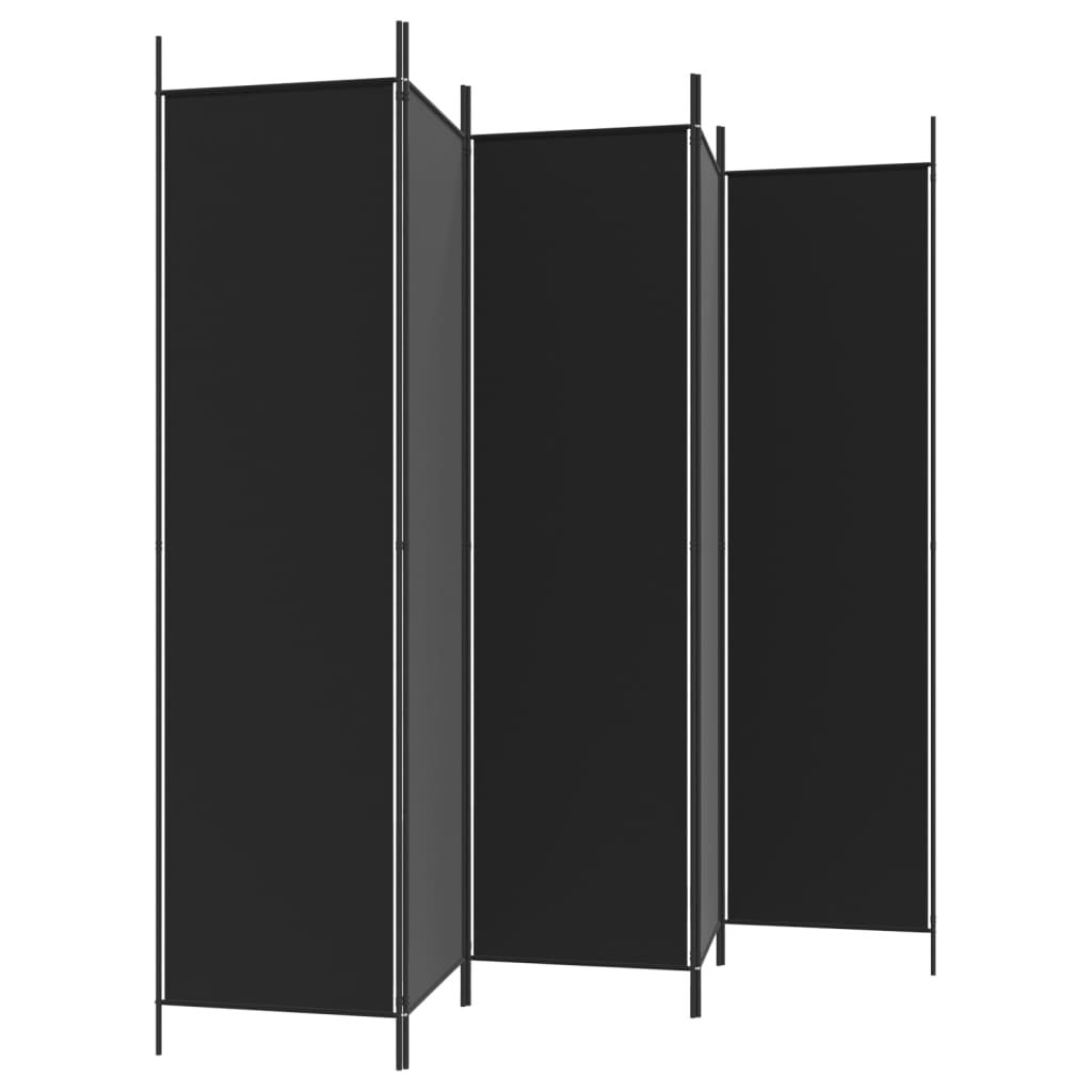 vidaXL Divisorio 5 Pannelli Nero 250x200 cm Tessuto - 4