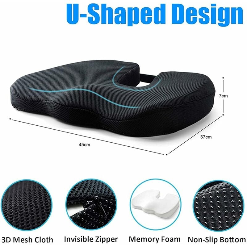 Coussin De Siège Ergonomique,Soulage Dos Et Coccyx, Coussin Orthopédique de Mousse de Siege pour Siège Bureau Voiture Fauteuil Roulant - 3