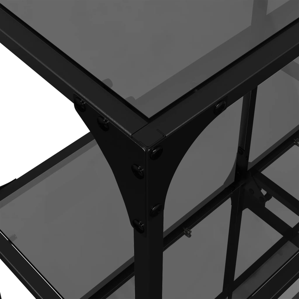 Table console avec plateau en verre noir acier 98x30x81 cm - COMFORTXL - 8