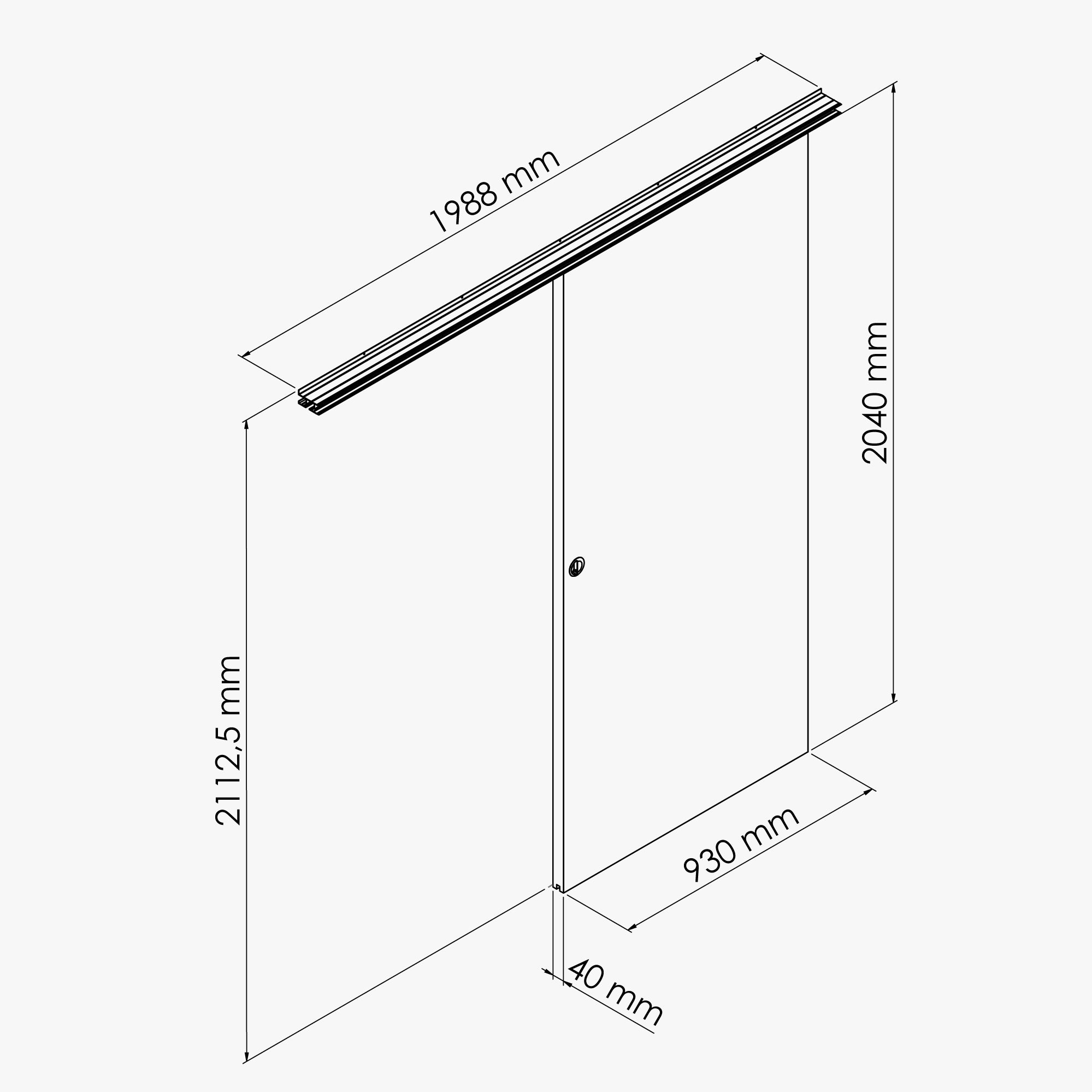 Porte Coulissante avec Rail - Prépeinte Plane 93 cm - Avec butée - 4