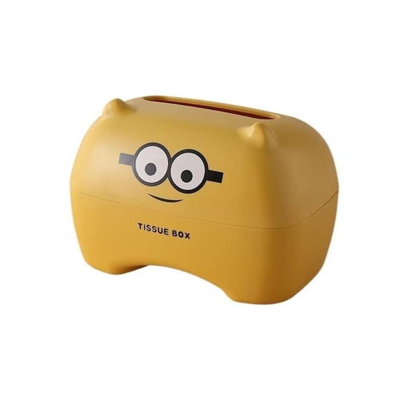 Pudełko na chusteczki, pudełko na chusteczki z kreskówkową grafiką, wielofunkcyjne pudełko na chusteczki toaletowe (Mały Żółty Człowiek)