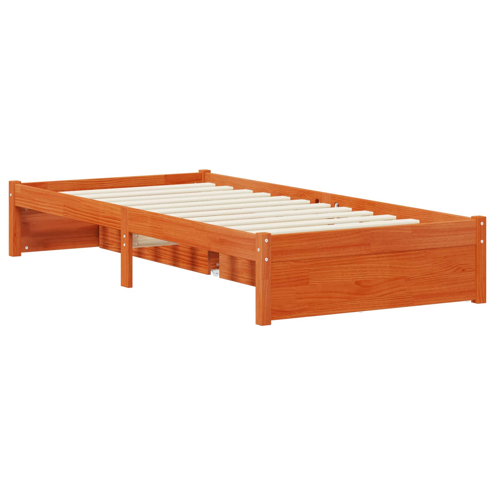 Cadre de lit avec roues, 2 pièces, cire marron, en bois de pin massif, pour la chambre - 9