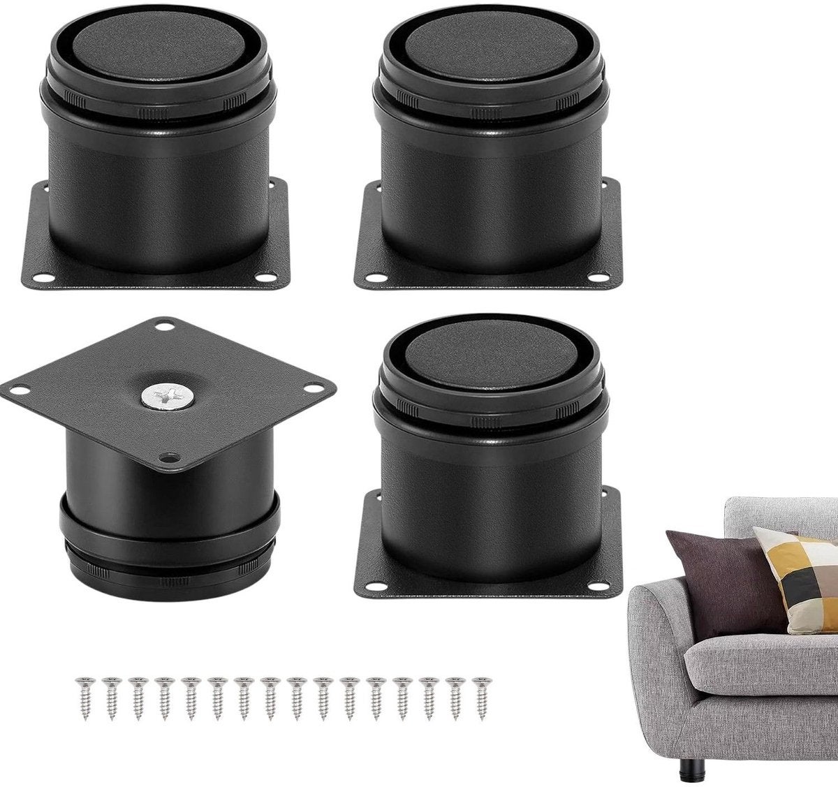 Set de 4 picioare de mobilă, picioare rotunde reglabile pentru dulapuri, potrivite pentru dulapuri, bănci, rafturi, mese, mobilier DIY, negru 50 mm 4buc