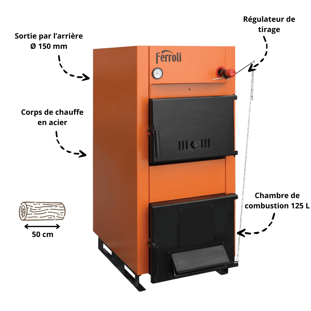 Caldaia a legna FSB Plus 50 kW Ferroli - 4