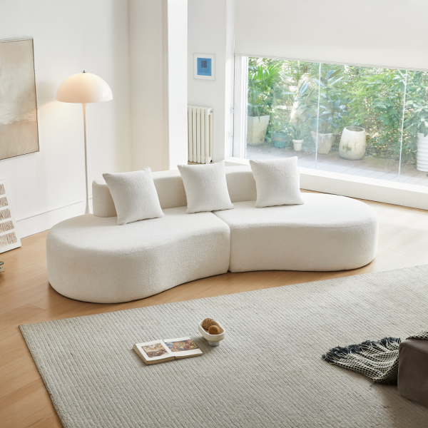 Divano Sezionale Curvo Moderno, Divano 3 Posti, Confortevole e Elegante per Soggiorno, Appartamento, Arredamento Casa, Montaggio Facile - 7