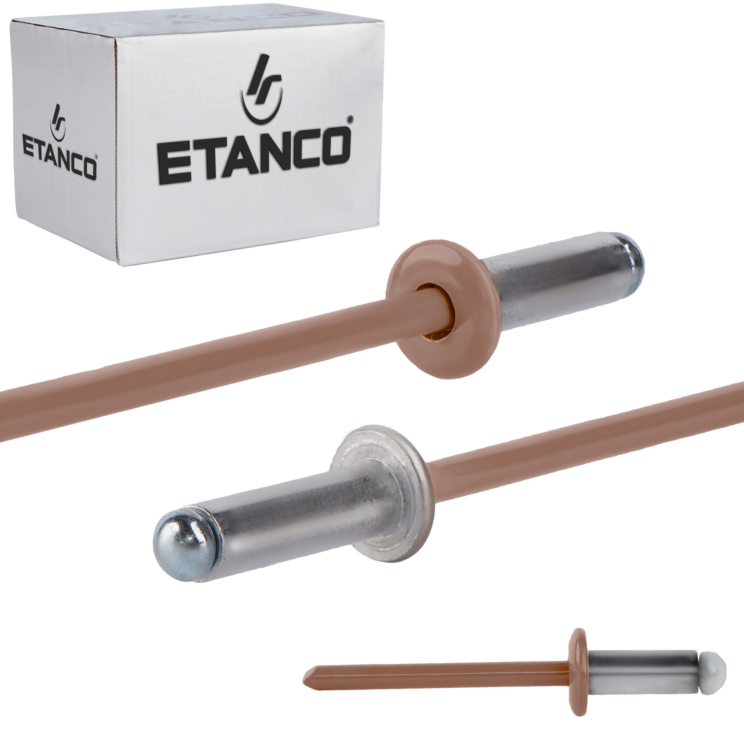 Nity aluminiowe zrywalne Etanco 4,8x12 mm RAL 8004 500szt