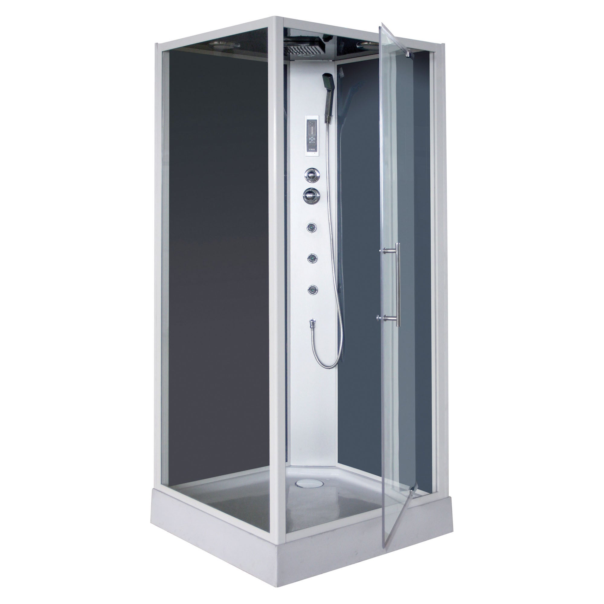 Ondée - Cabine de douche accès de face transparent porte pivotante 90x90cm avec radio FM - NIKY AYOR - 2