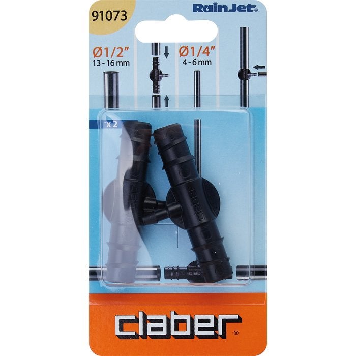 Conexão de três vias 1/2-1/4 unid. 2 Micro 91073 Claber - 2