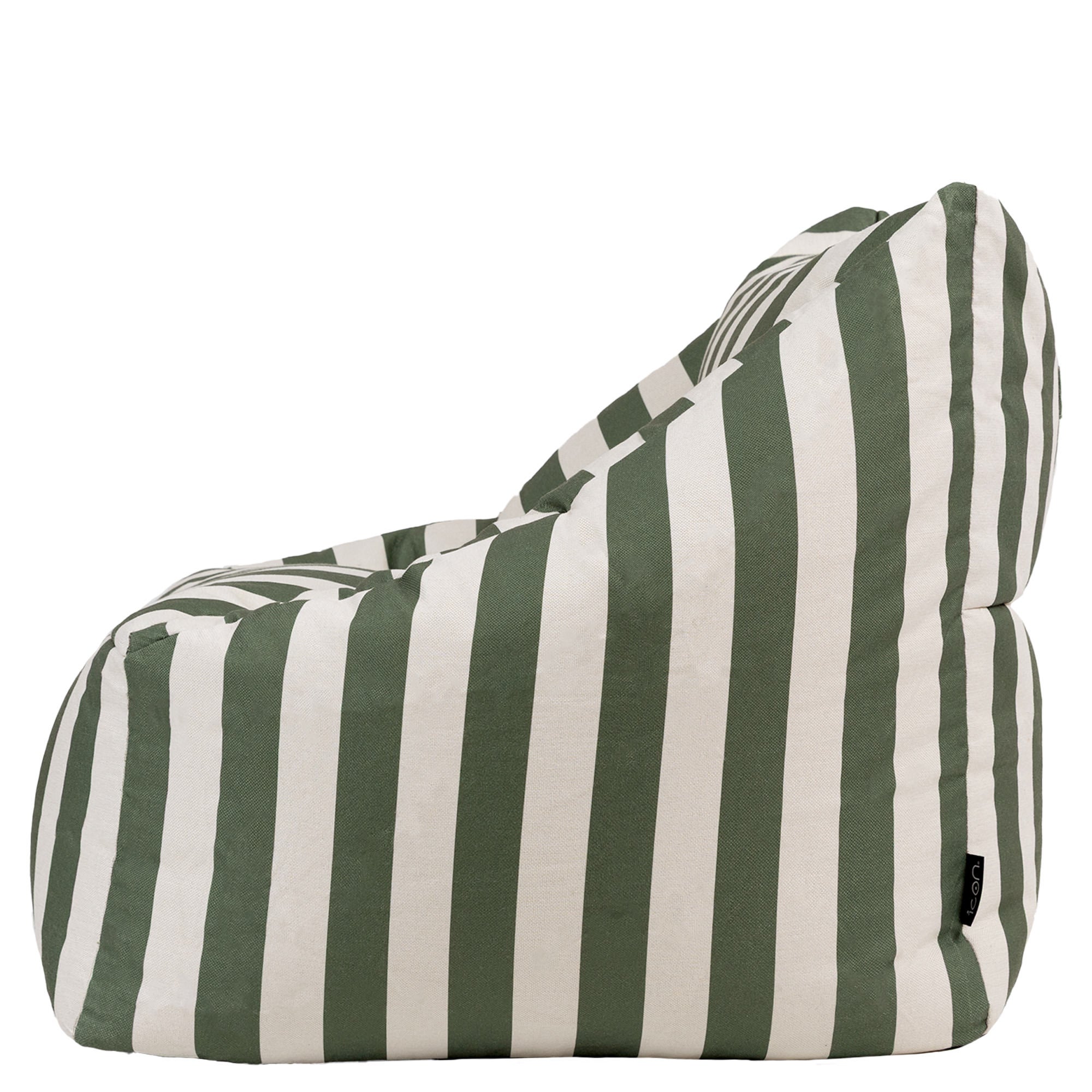 Pouf fauteuil Icon en tissu tissé Oeko-Tex® rayé vert olive, intérieur et extérieur, jardin, salon, 97x84cm - 5