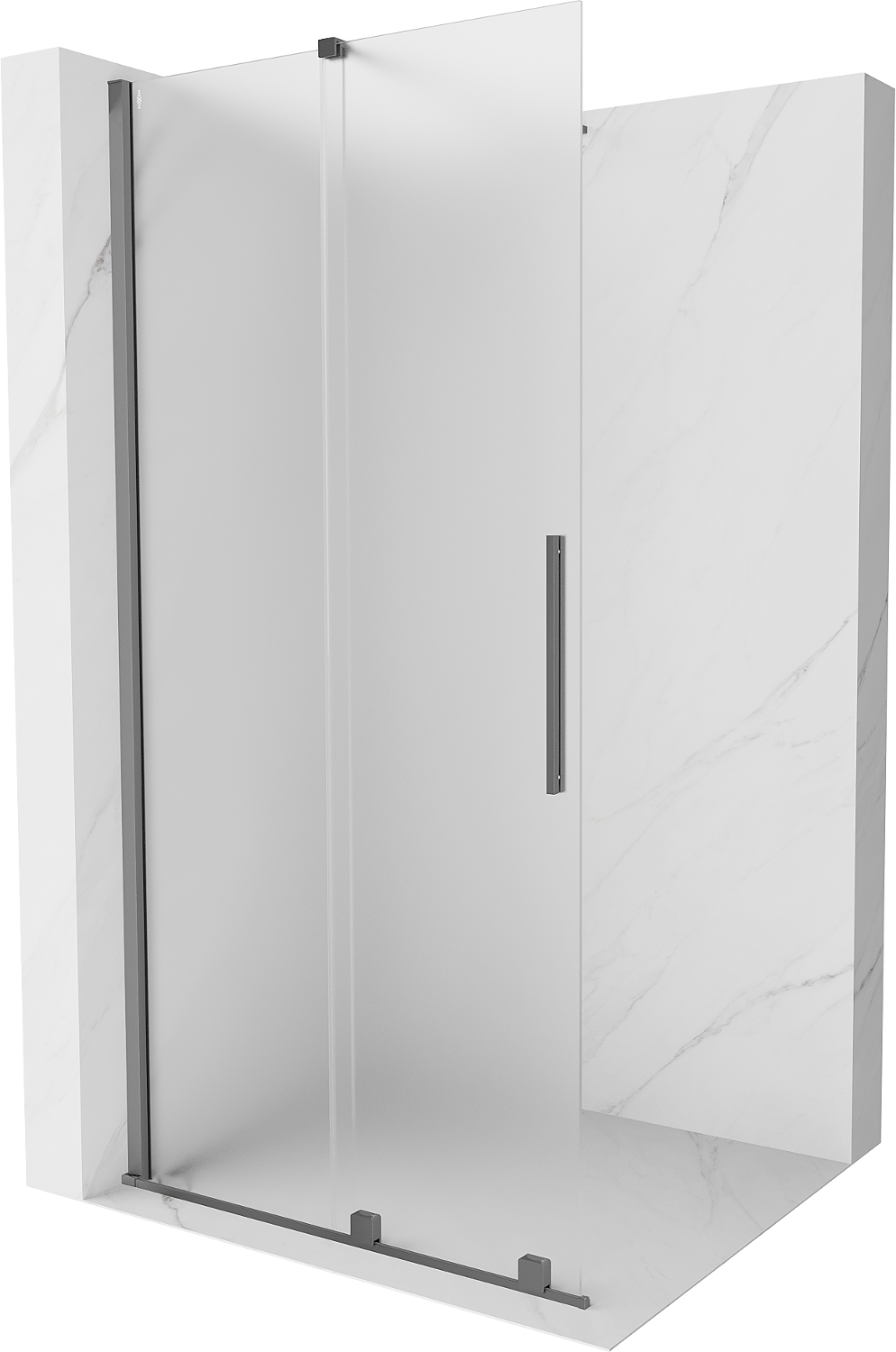 Mexen Velar ścianka prysznicowa rozsuwana Walk-in 85 x 200 cm, szron 8 mm, gun metal - 871-085-000-33-95