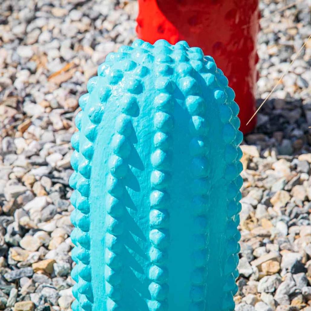 Statue cactus jardin deco bleu 30 cm - 2