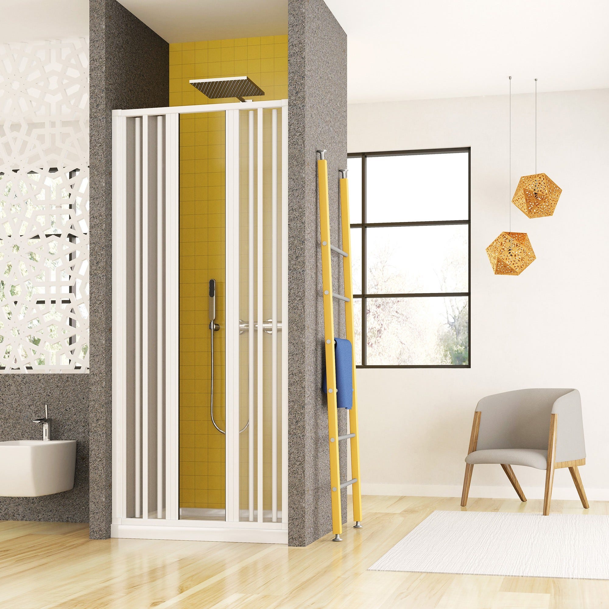 Porta A Soffietto Elly In PVC Forte - Kit Completo Bianco L83 X H214 Cm - Foto 11