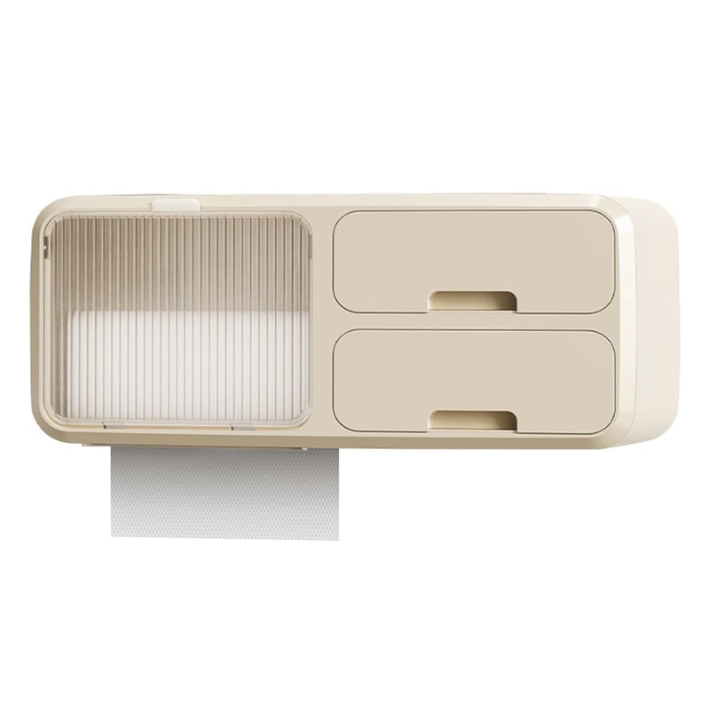 Uchwyt na papier toaletowy wiszący, ścienny - wodoodporny uchwyt na papier toaletowy do łazienki, półka kuchenna (beżowy)