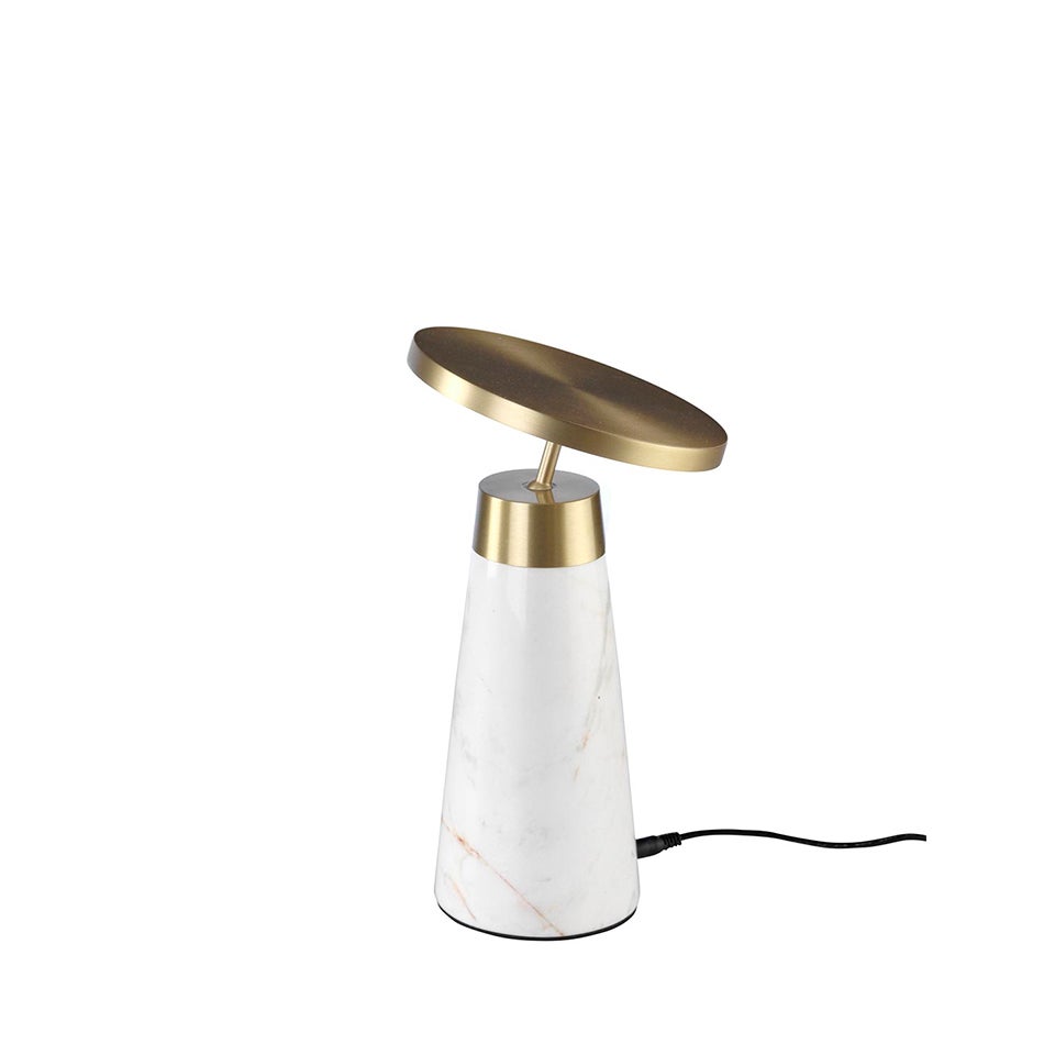 Lampa stołowa z białego marmuru i złotej stali Ø16 x 25.5 cm