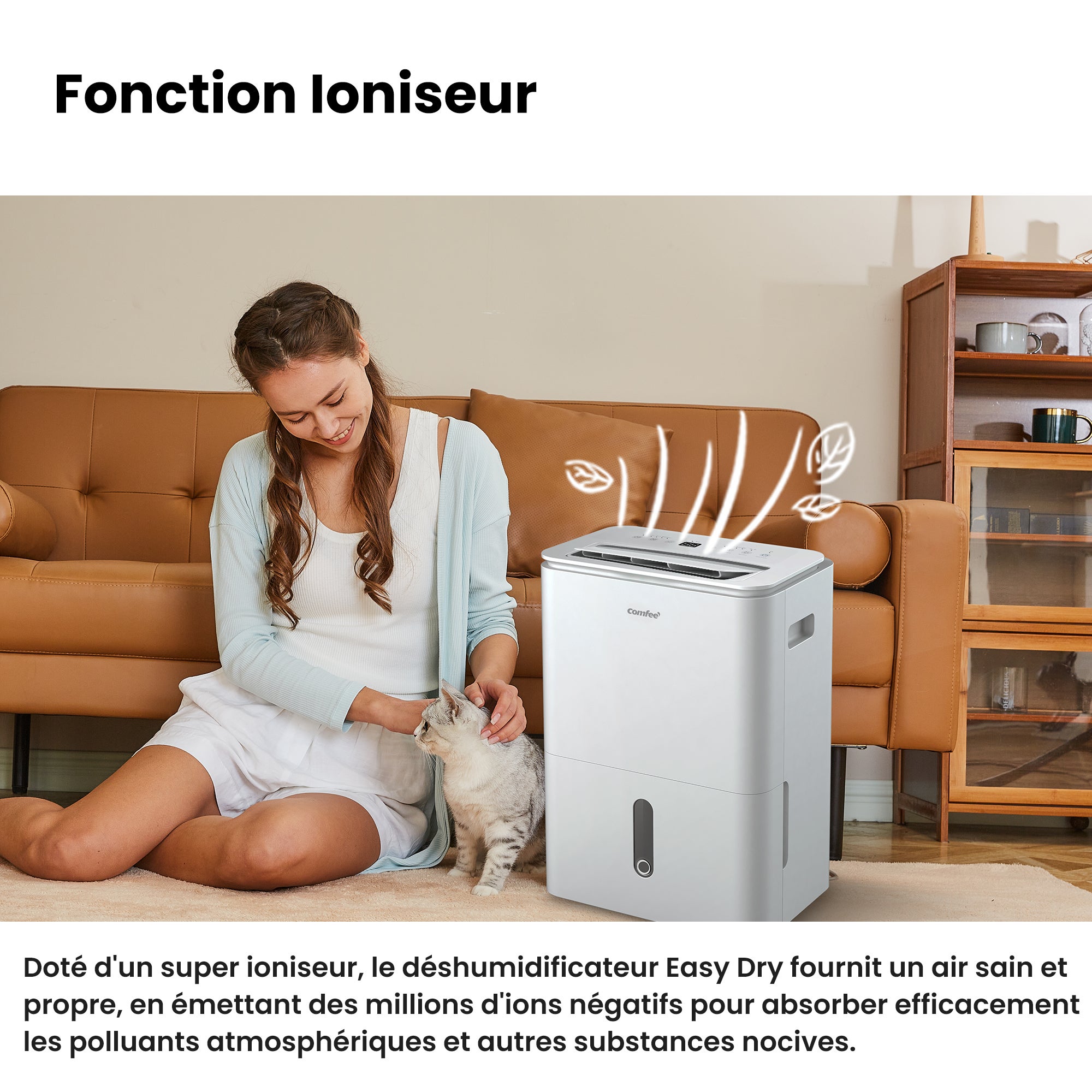 COMFEE' Déshumidificateur, Elimine l'humidité jusqu'à 20L/Jour, 2-EN-1, Purification d'air avec ioniseur, Contrôle APP, 4 Modes, Fonction Air Swing - 4