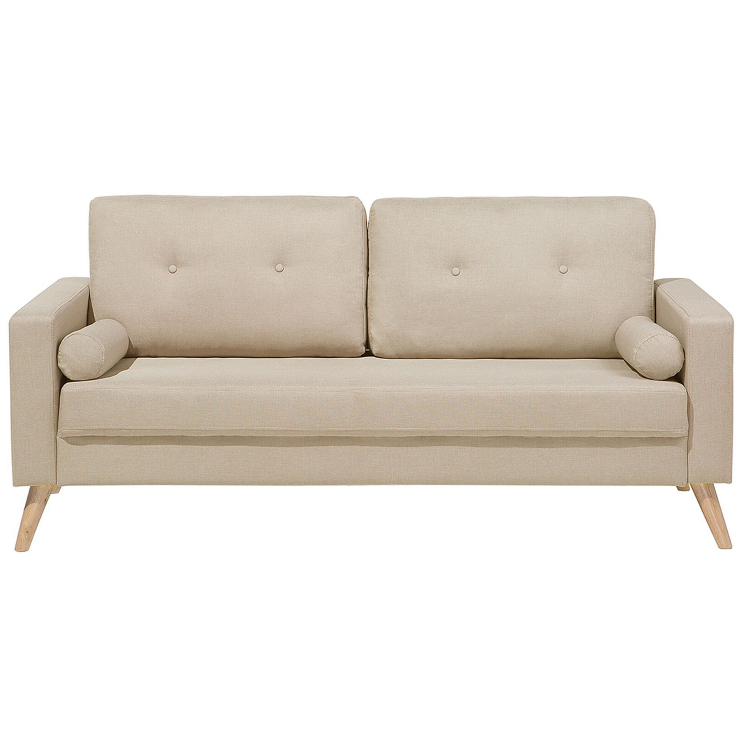 Canapé 2 places Bois et Tissu 150x85x80 cm - Crème