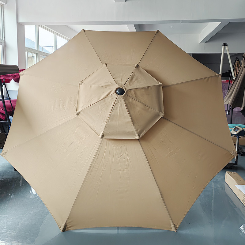 Płótno zamienne do parasola dwuwarstwowego, ochrona UV, wodoodporne, płótno do parasola z 8 żebrami, khaki (tylko płótno do parasola, 3 m)