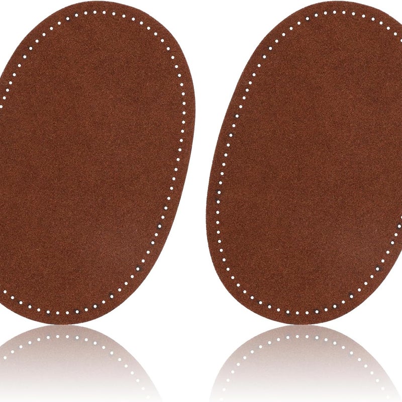 Zestaw 2 łat na łokcie do swetrów, owalne łaty na łokcie do ubrań, naszywane łaty na łokcie ze sztucznej skóry (brązowe)