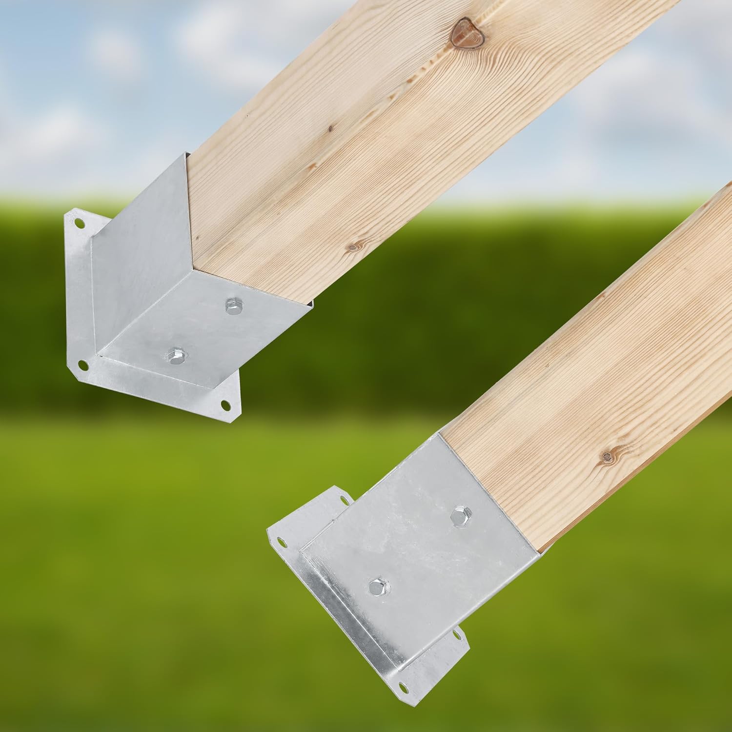 Soporte para poste a fijar 60 x 60 mm en acero galvanizado - Pie de poste cuadrado - KOTARBAU - 6