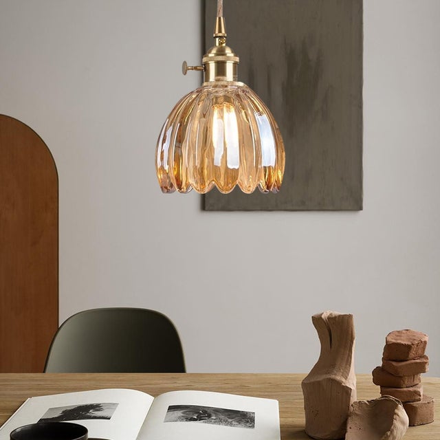 Żyrandol, Lampa Wisząca Vintage, Plafon Wiszący z Kloszem Szklanym, Metalowe Oprawy Wiszące, Dekoracyjny Żyrandol w Kwiaty