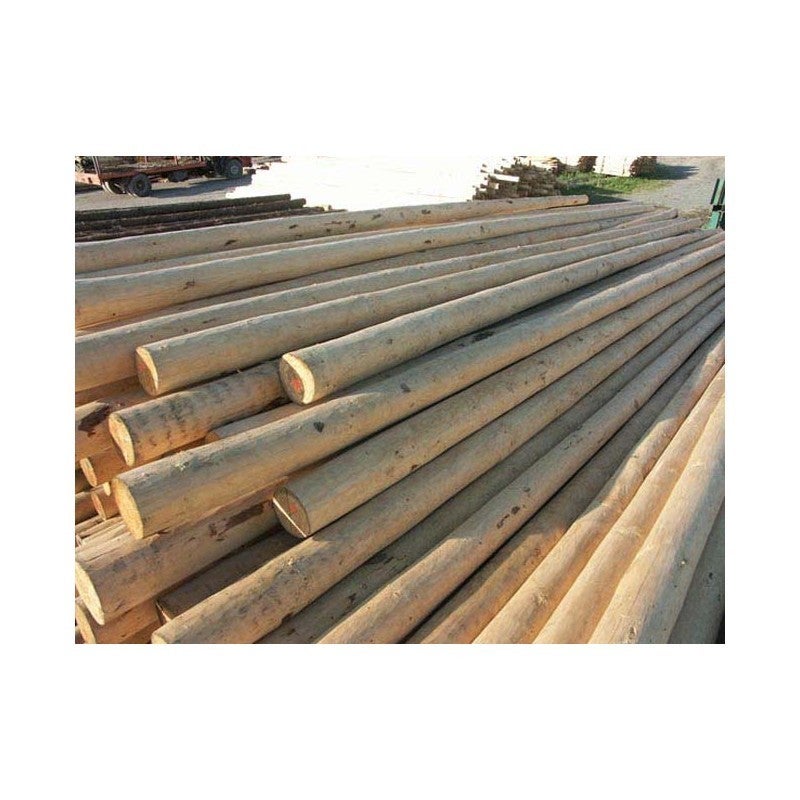Lot De 2 Piquets De Clôture En Bois Pin Naturel - TIMBERMIK - ø 8cm X L 240cm - Tuteurs Pointus Pour Jardin - Palissade Non Imprégnée