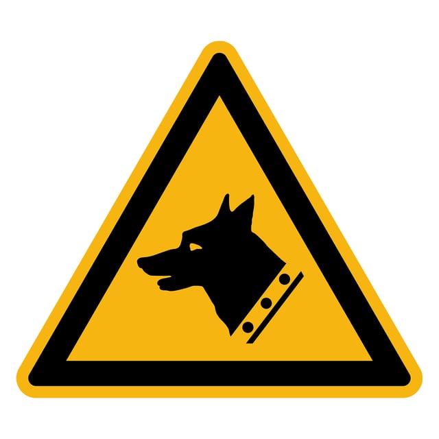 Adesivo Pericolo Avvertenza Avvertimento NF ISO 7010 - Adesivo Segnaletico Triangolare Laminato - Cane da Guardia - 15x15 cm