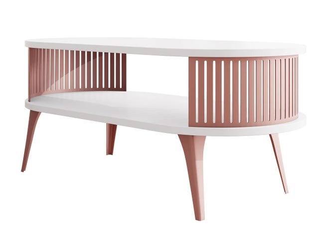 Esa Rosa Mesa de centro Vitum V, Rosa, Blanco, 44x50x100cm, Aglomerado laminado ...