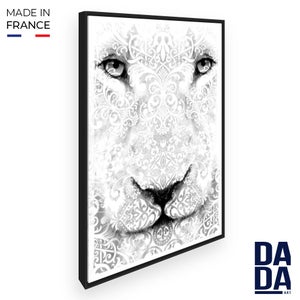 Poster Lion Noir Et Blanc 61x91 Cm - Déco Murale Moderne, Thème Afrique, Animal, Portrait