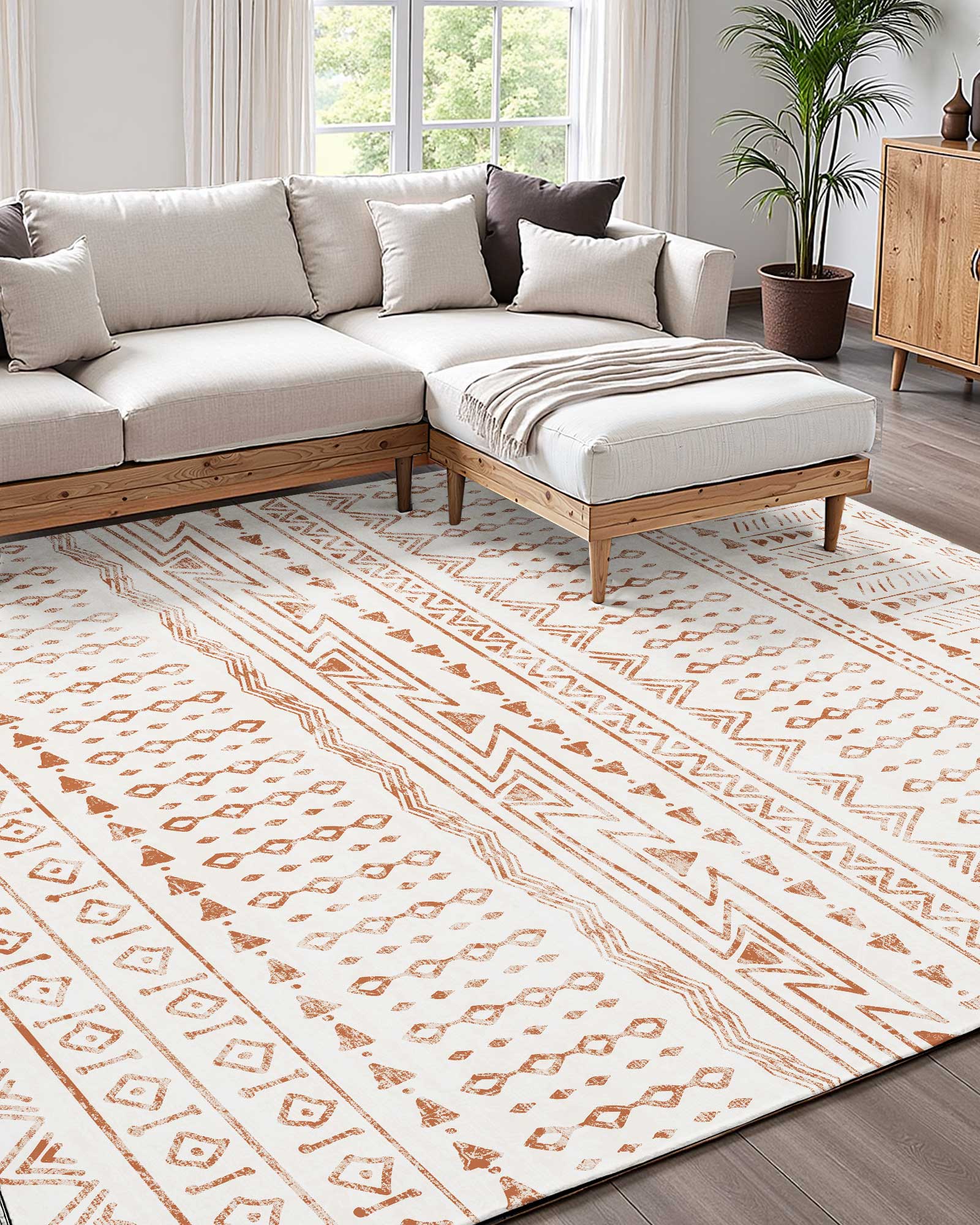 Alfombra Salón VEVOR 1,5x2,4 m,Lavable Antideslizante,Pelo Corto Denso,Resistente Arañazos Animales,Suave Cómoda,Estilo Moderno,Beige - 2