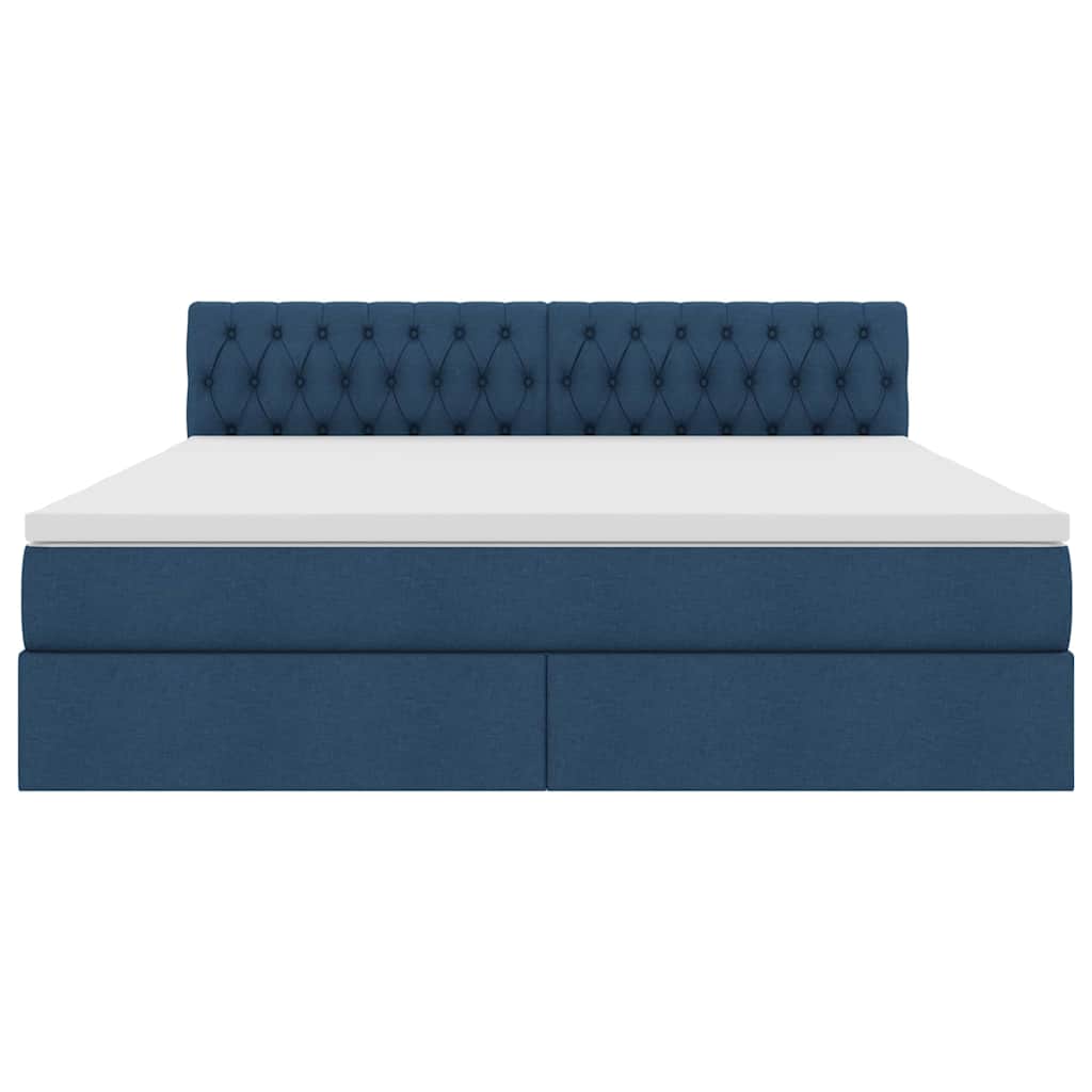 Lit avec rangement et matelas bleu 180 x 200 cm en velours - 7
