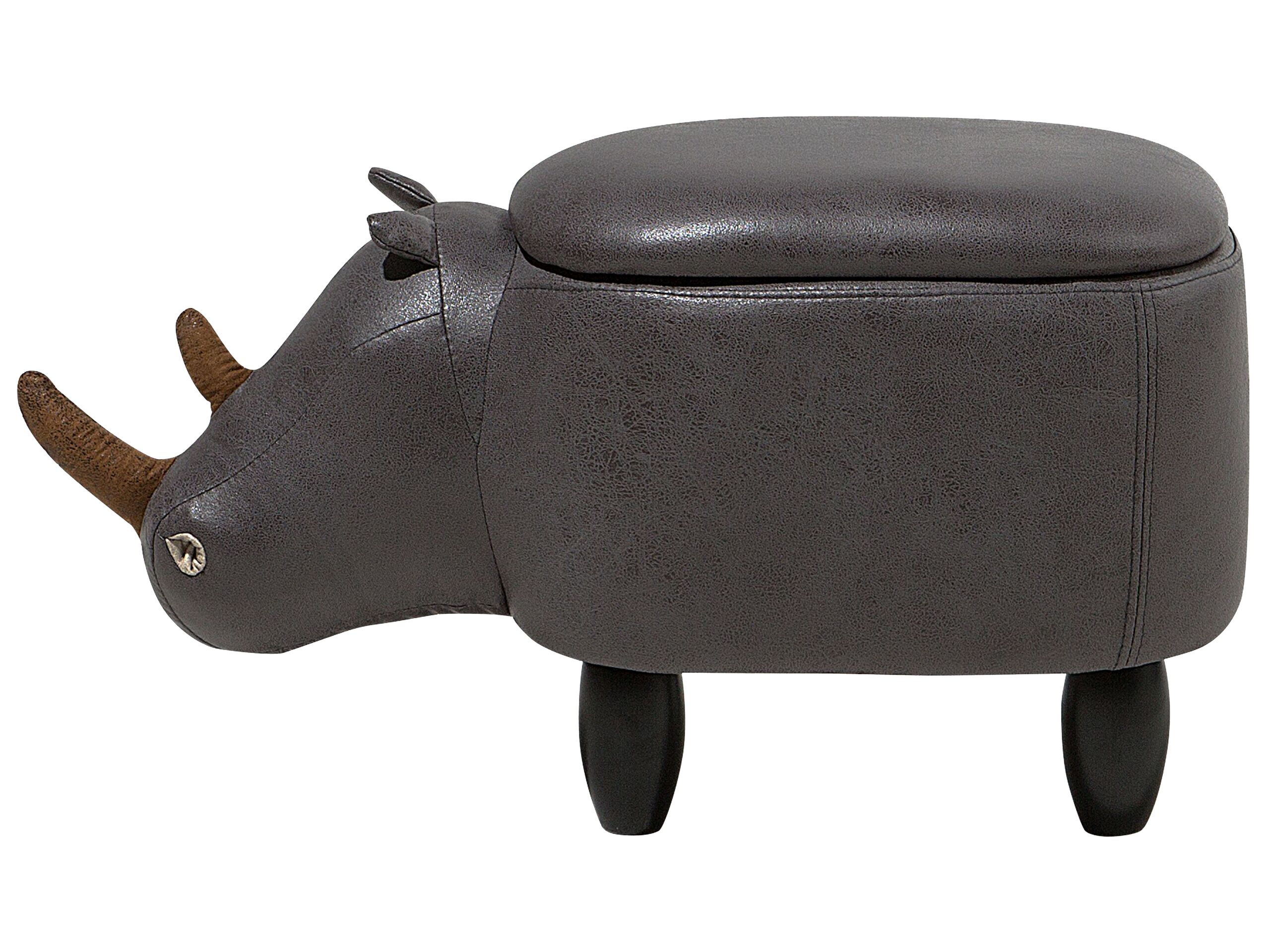 Pouf animaletto contenitore RHINO Pelle sintetica Grigio scuro - 4