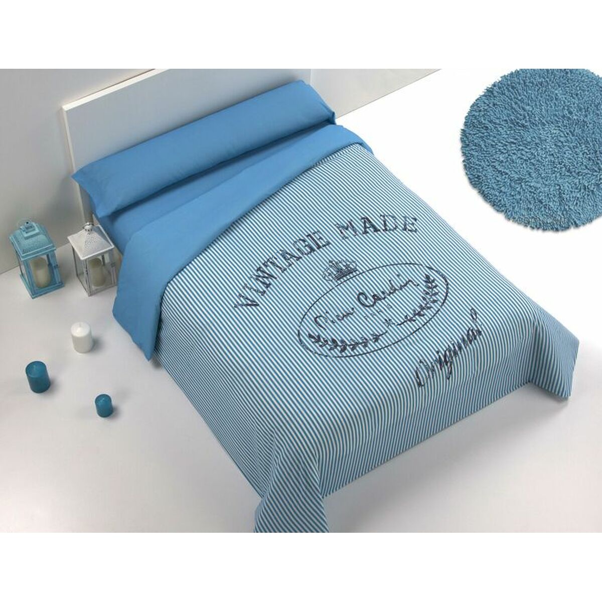 Juego de funda nórdica hosteline made azul cama de 135 3 piezas - marca: hosteline - ean: 8430316837052