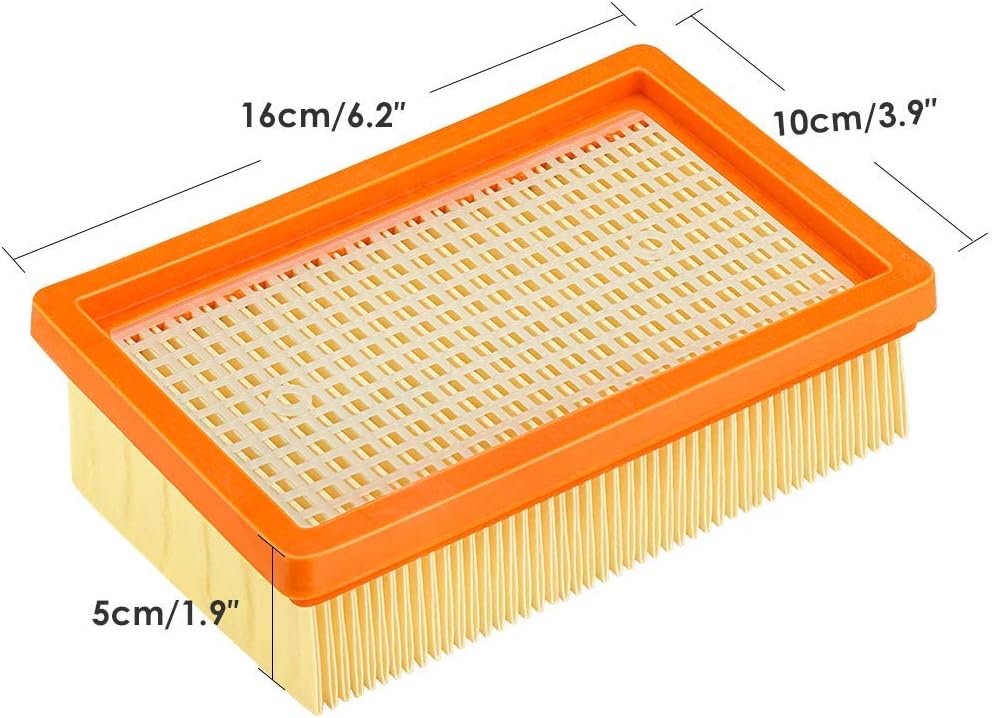 3 Pack WD6P Remplacement Plat plissés Filtre Karcher MV4 MV5 MV6 WD4 WD5 WD6, WD4P WD5P WD6P AspiratEU Wet-Dry - remplace 2,863-005,0 - 2