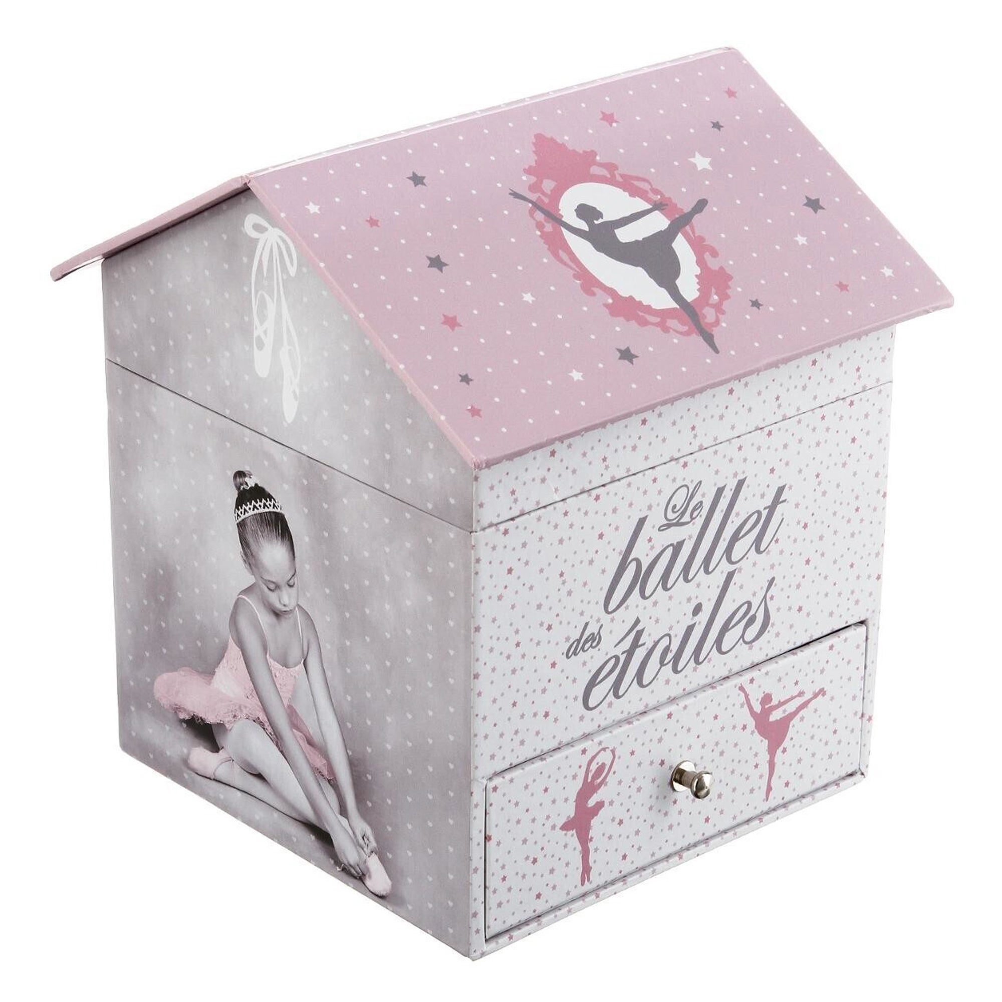 WELLHOME - Boîte à bijoux musicale avec boîte de rangement ballerine 14,3x14,2x16cm - 6