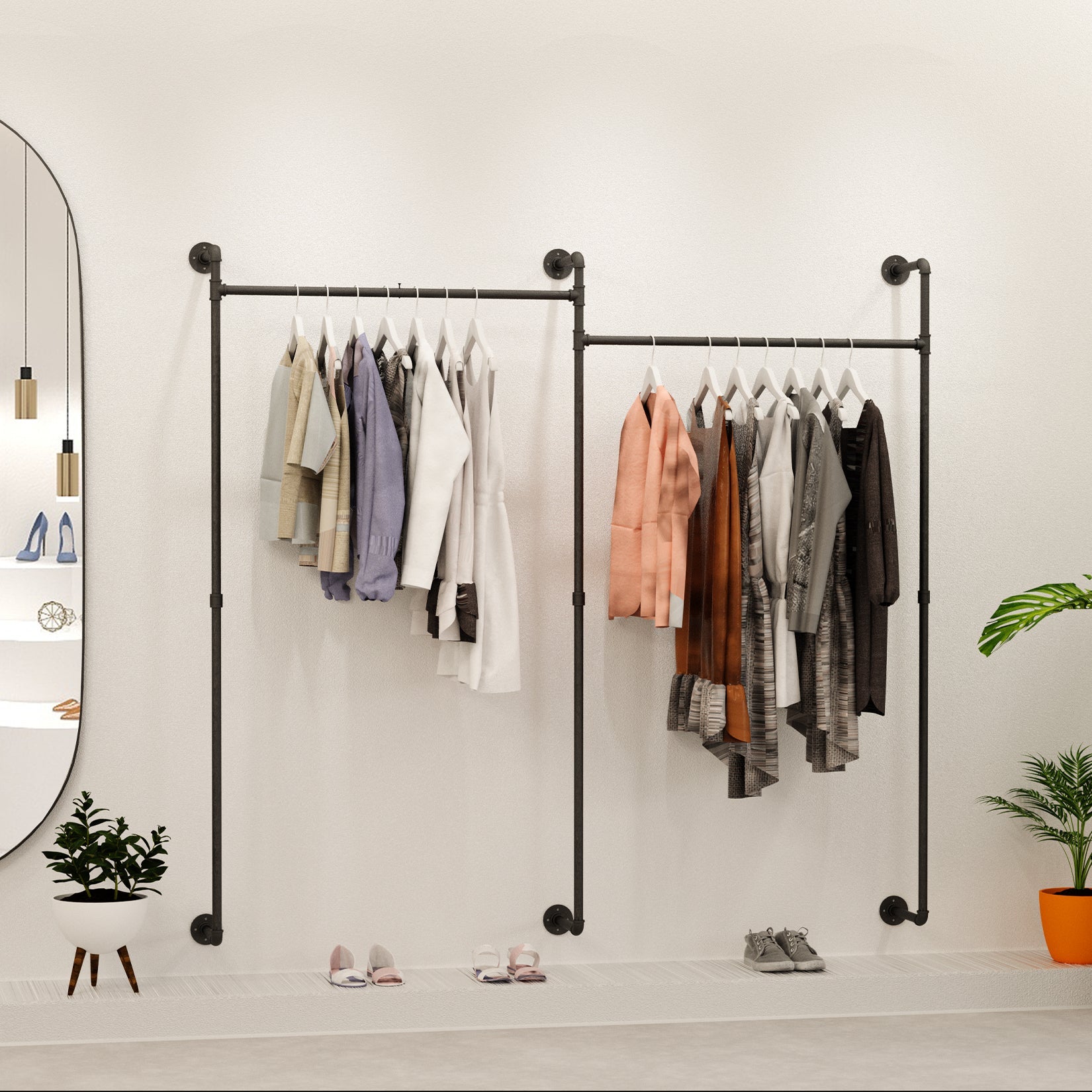 Penderie Vêtements Industriel Ouverte Design en Tubes l.205 x H.190cm - 4