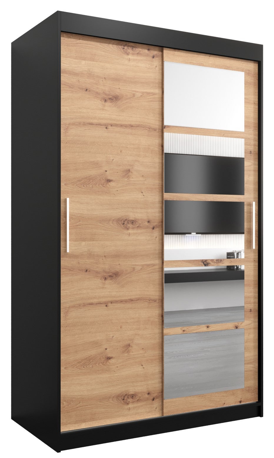 Szafa przesuwna garderoba ROMA 1 120 x 62 x 200 cm Czarny + Artisan - Abiks Meble