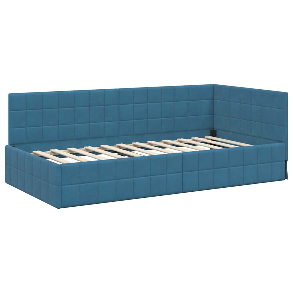 Cadre de lit avec tête de lit Bleu 160x200 cm Tissu | Leroy Merlin