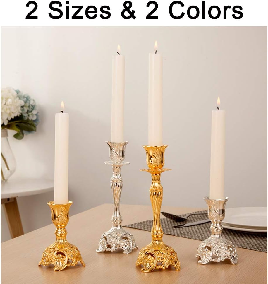 Un set di due candelabri in metallo placcato oro, pensati per decorare la tavola di un matrimonio. - 4