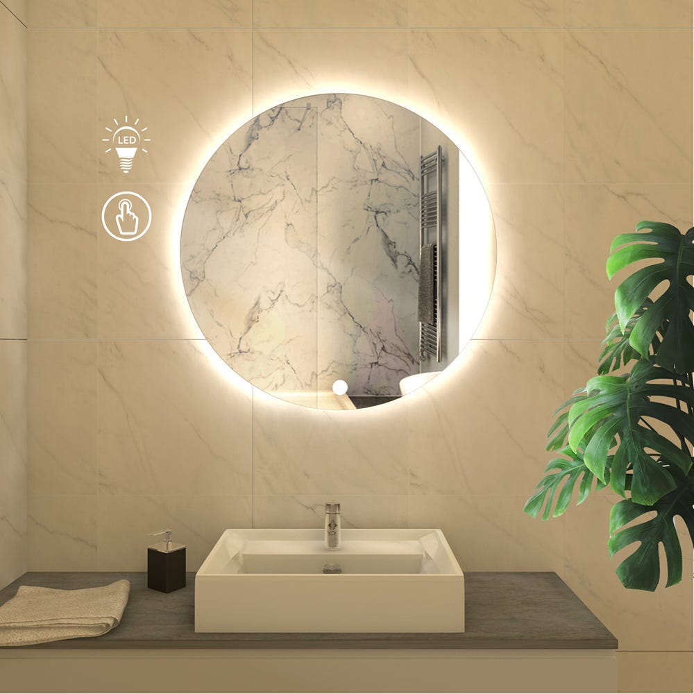 Specchio Da Bagno Rotondo A LED ChillCruiser UK-090-RN-6060 - Diametro 600 Mm, Luce Integrata