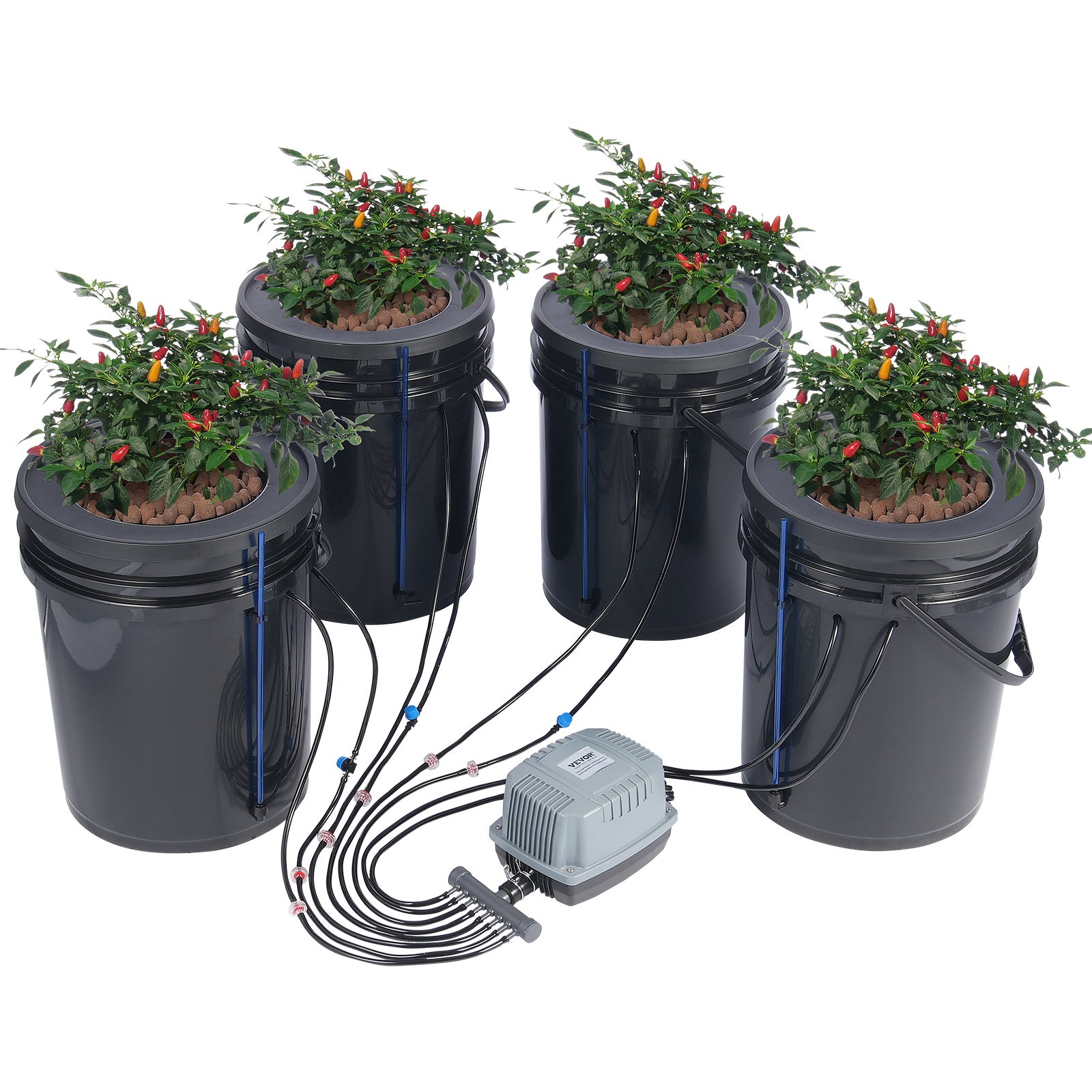 Mars Hydro Système Hydroponique DWC 2 Seaux 5 Gallons - Pompe 8W, Goutte-à-Goutte, Indicateurs Niveau