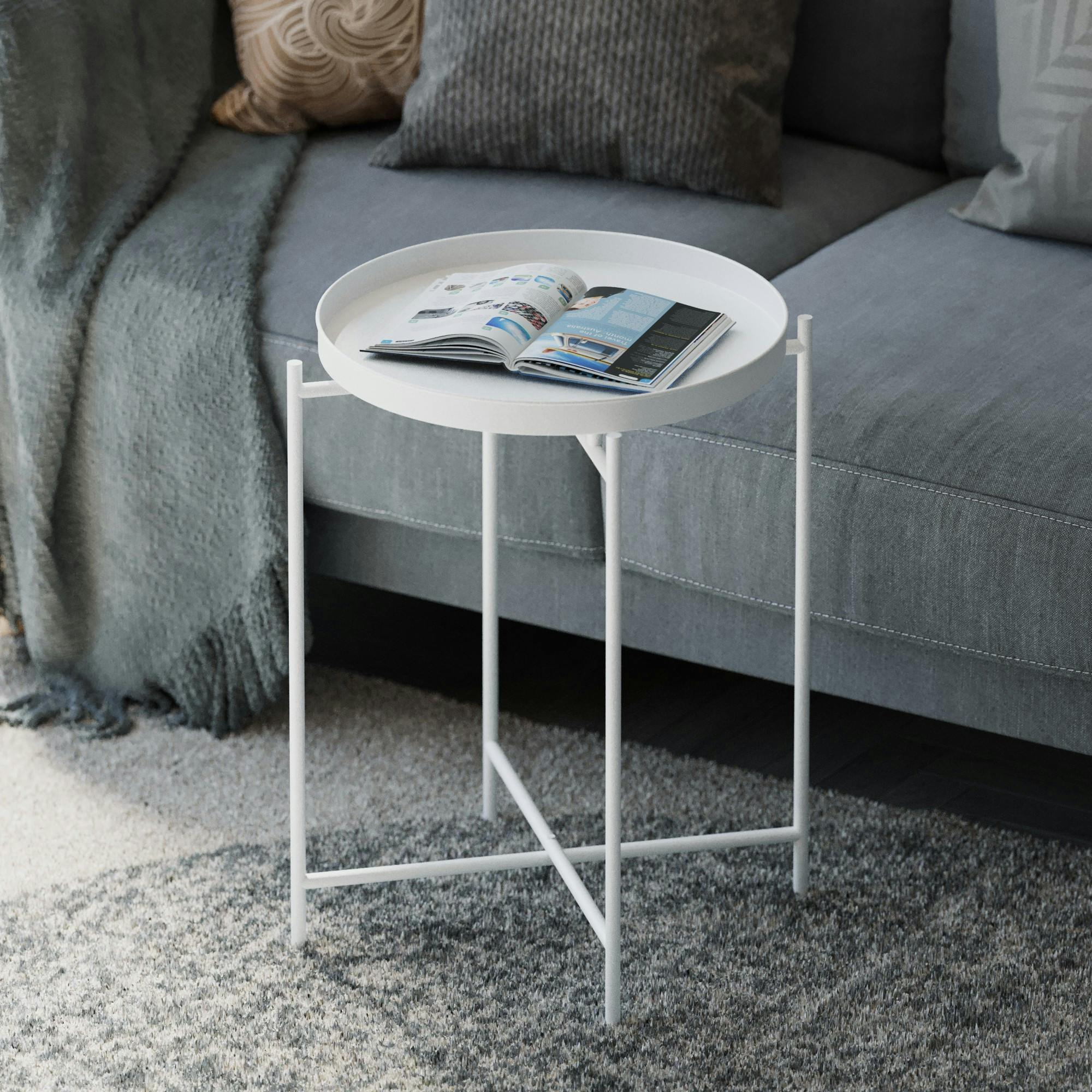 Petite table d'appoint blanche - structure ronde, métal SFAX | Leroy Merlin