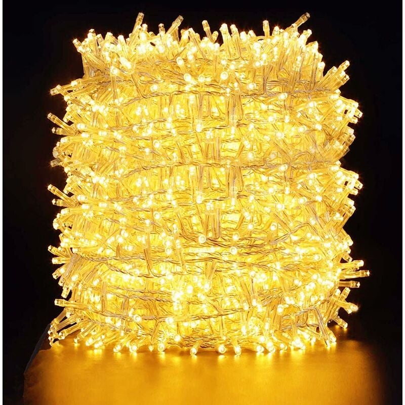 Girlanda świetlna 100 m 500 LED, Quntis zewnętrzna wewnętrzna wodoodporna z 8 trybami, girlanda świetlna wtykana przezroczysty przewód ciepły biały