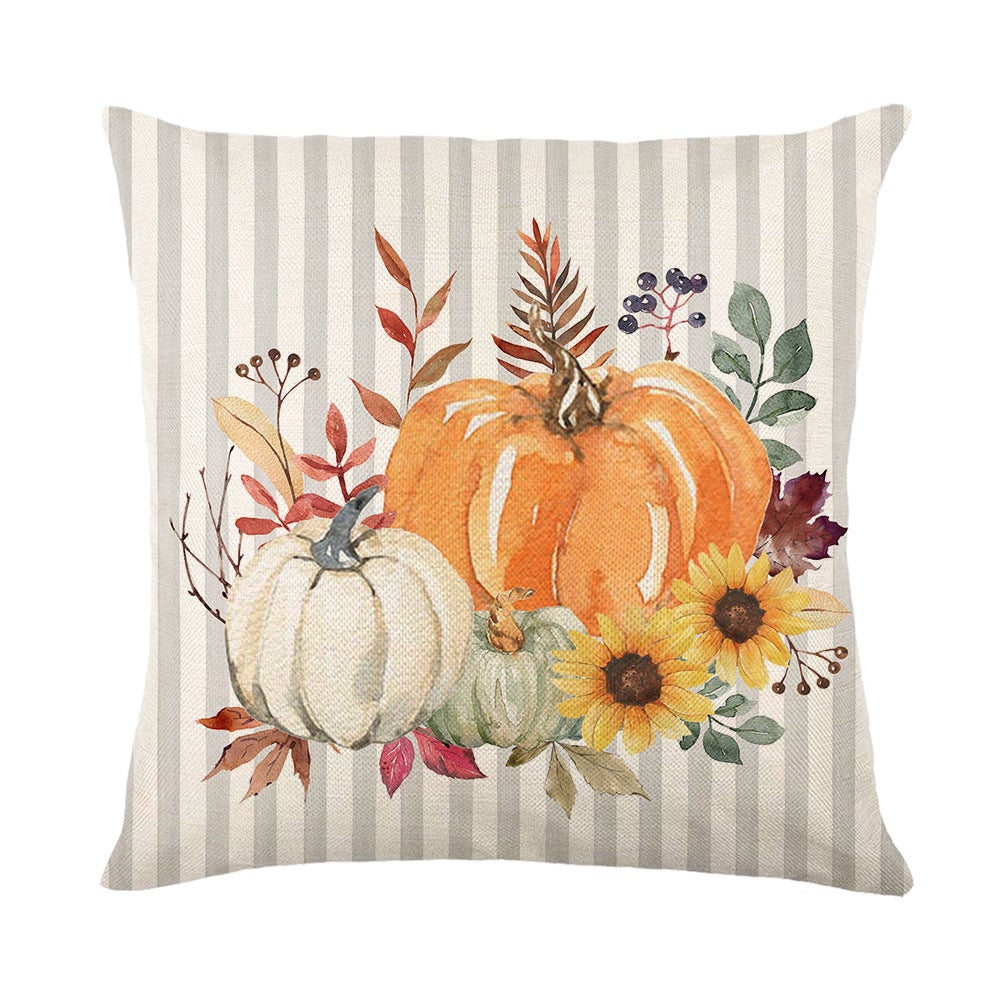 Lot de 4 housses de coussin décoratives motif citrouille 45 x 45 cm, pour canapé, salon, chambre, jardin, décoration d'intérieur - 3
