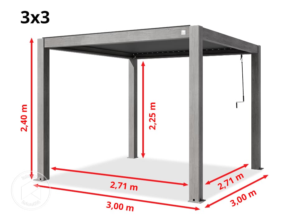 Pergola PRIMEYARD 3x3 M - Grigio Con Tetto Regolabile In Acciaio E Alluminio - Foto 4