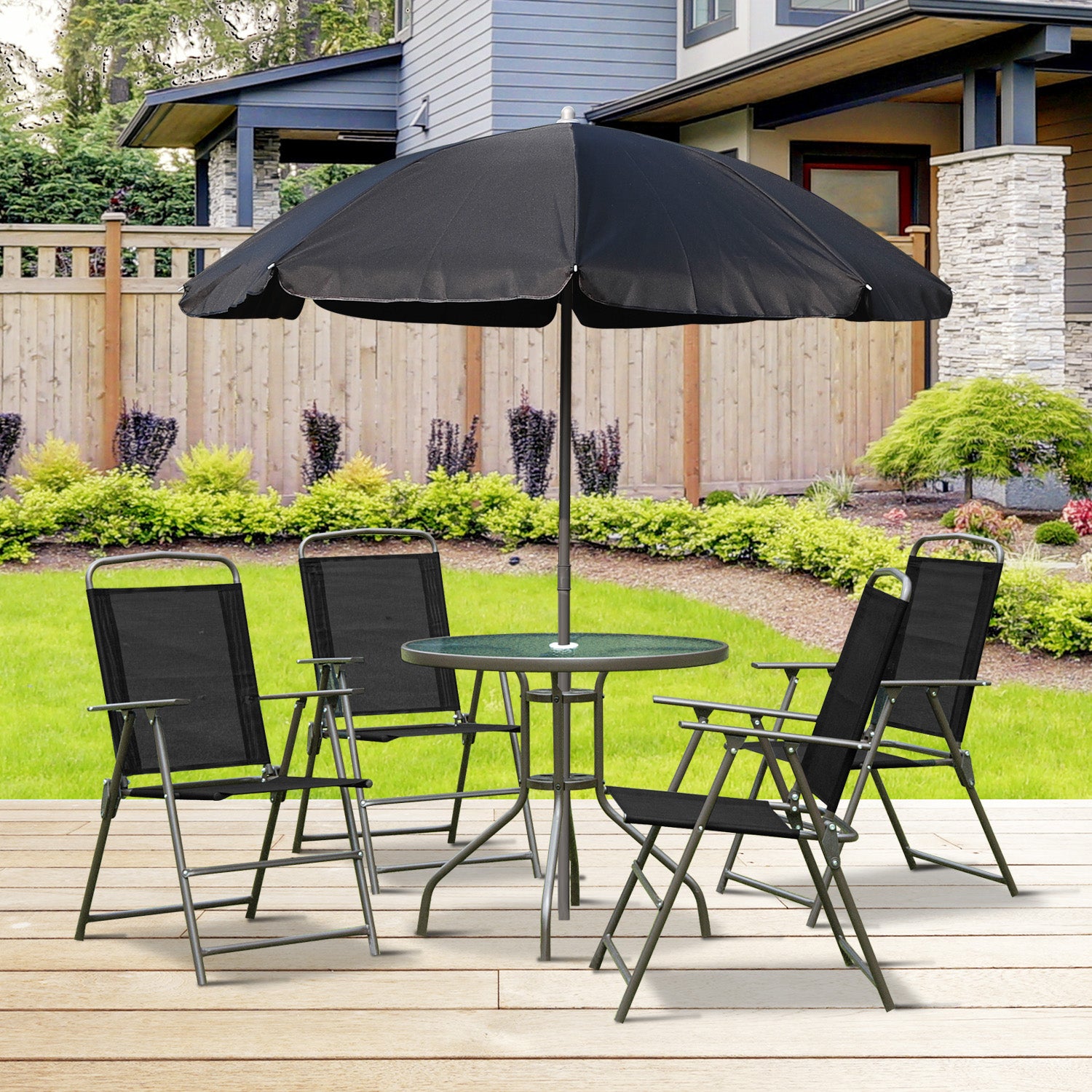 Conjunto de muebles para jardín Outsunny negro 53,5x64x90 cm - 2
