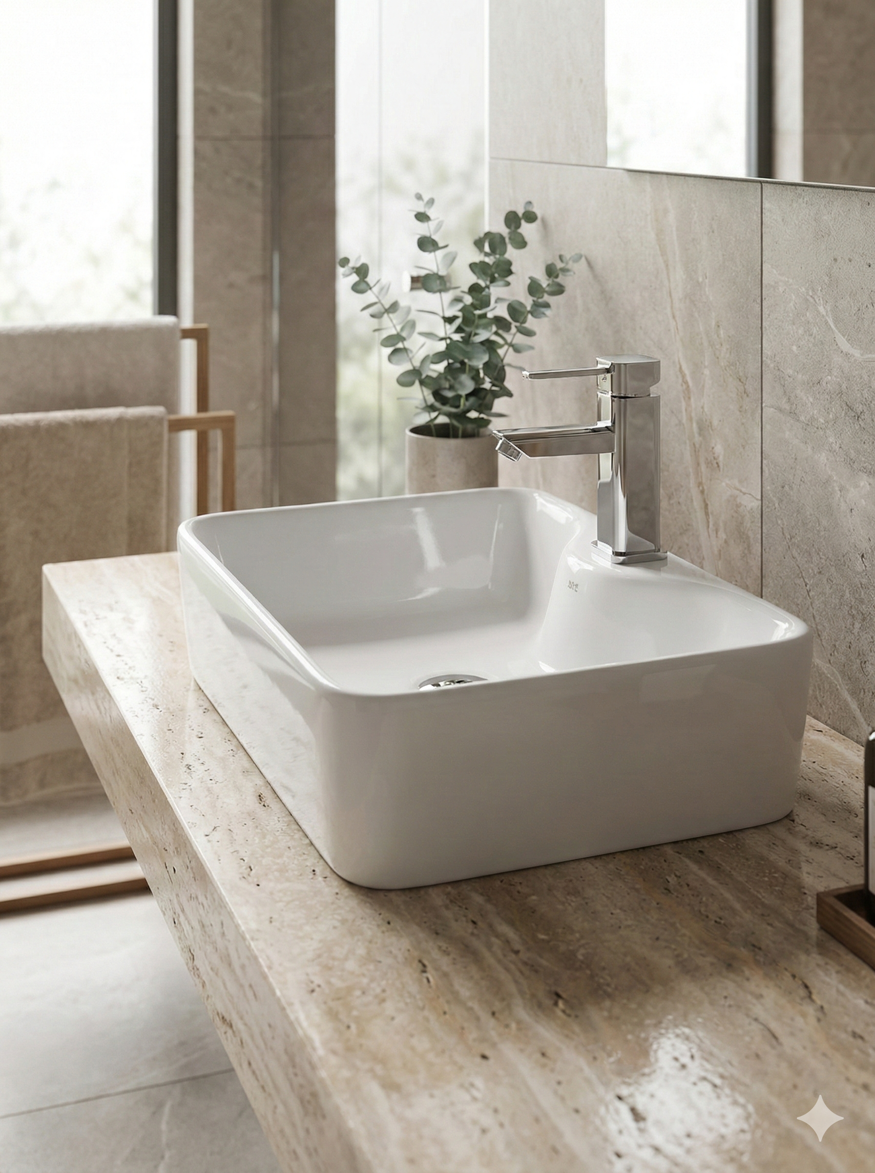 Vasque à poser en porcelaine blanche BAENA 480x370x135 mm - 2