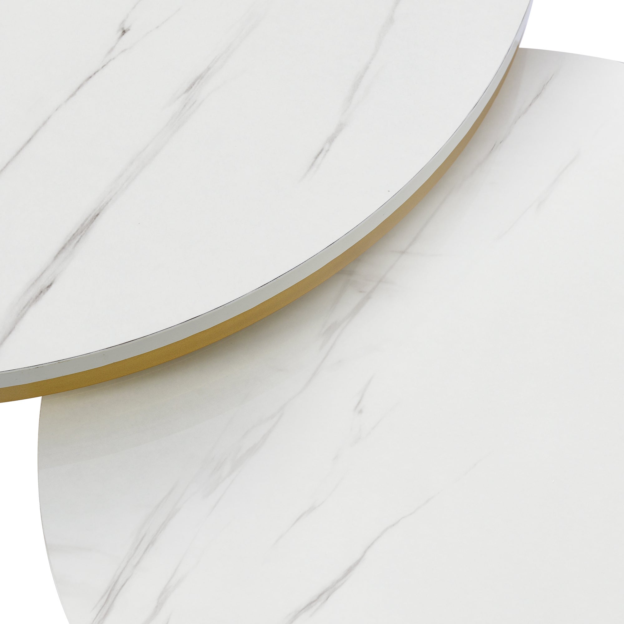 Zestaw 2 stolików lęgowych z szufladą - okleina marmurowa - wysoki połysk - Biały - 8