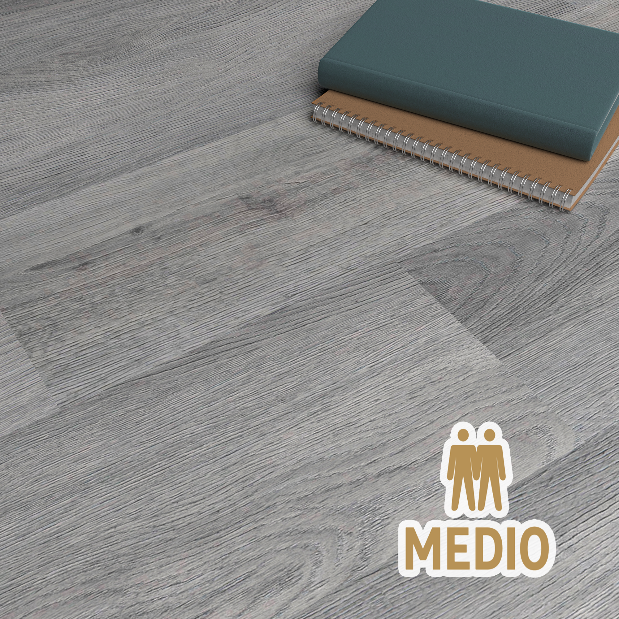 ARTENS - Échantillon de lame PVC - 28 x 15 cm - Sol PVC à clipser GILA avec sous-couche intégrée - MEDIO - Effet bois gris clair - Epaisseur 4,5 mm - - 3