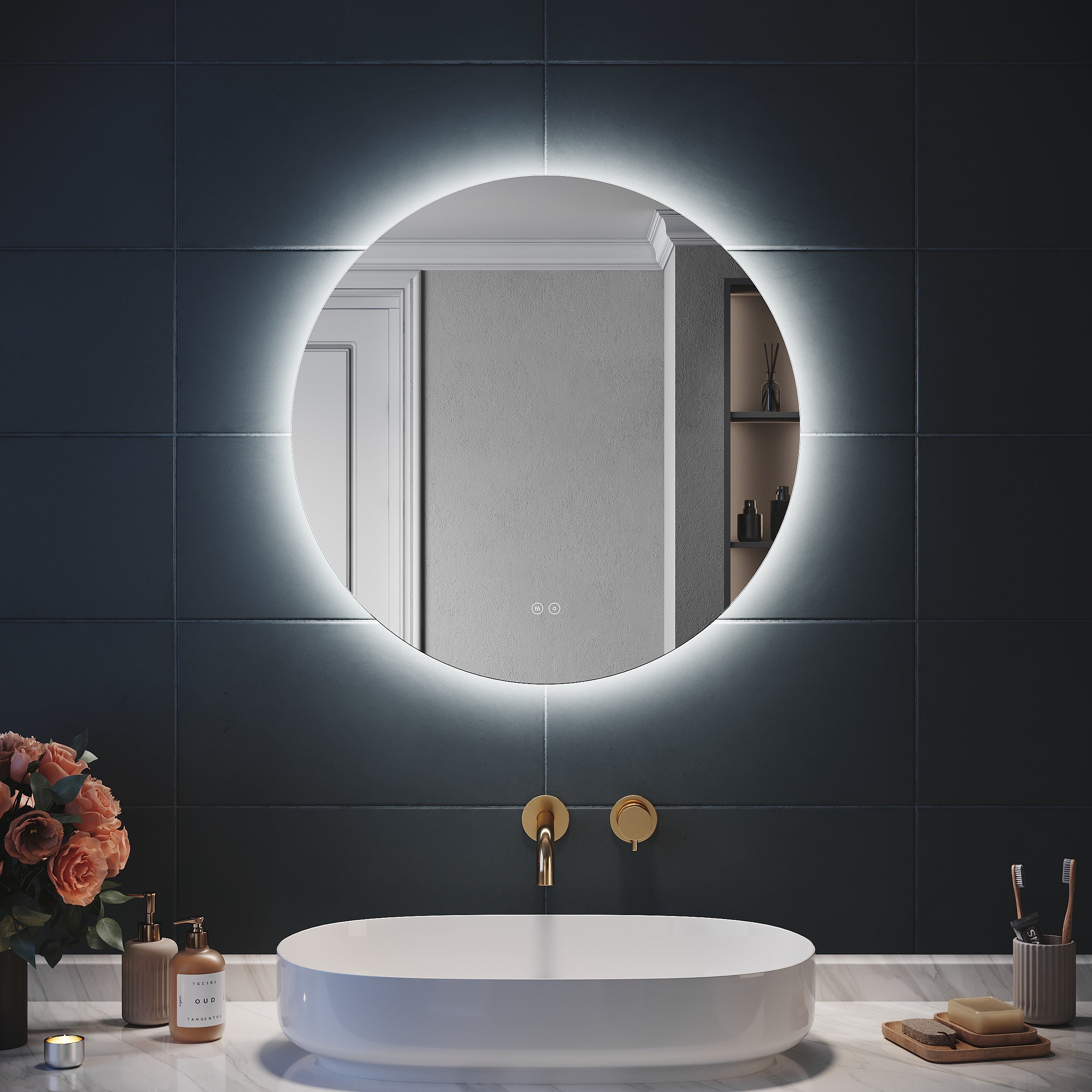 LUVODI Miroir de Salle de Bain Lumineux LED miroir mural Doubles Bandes