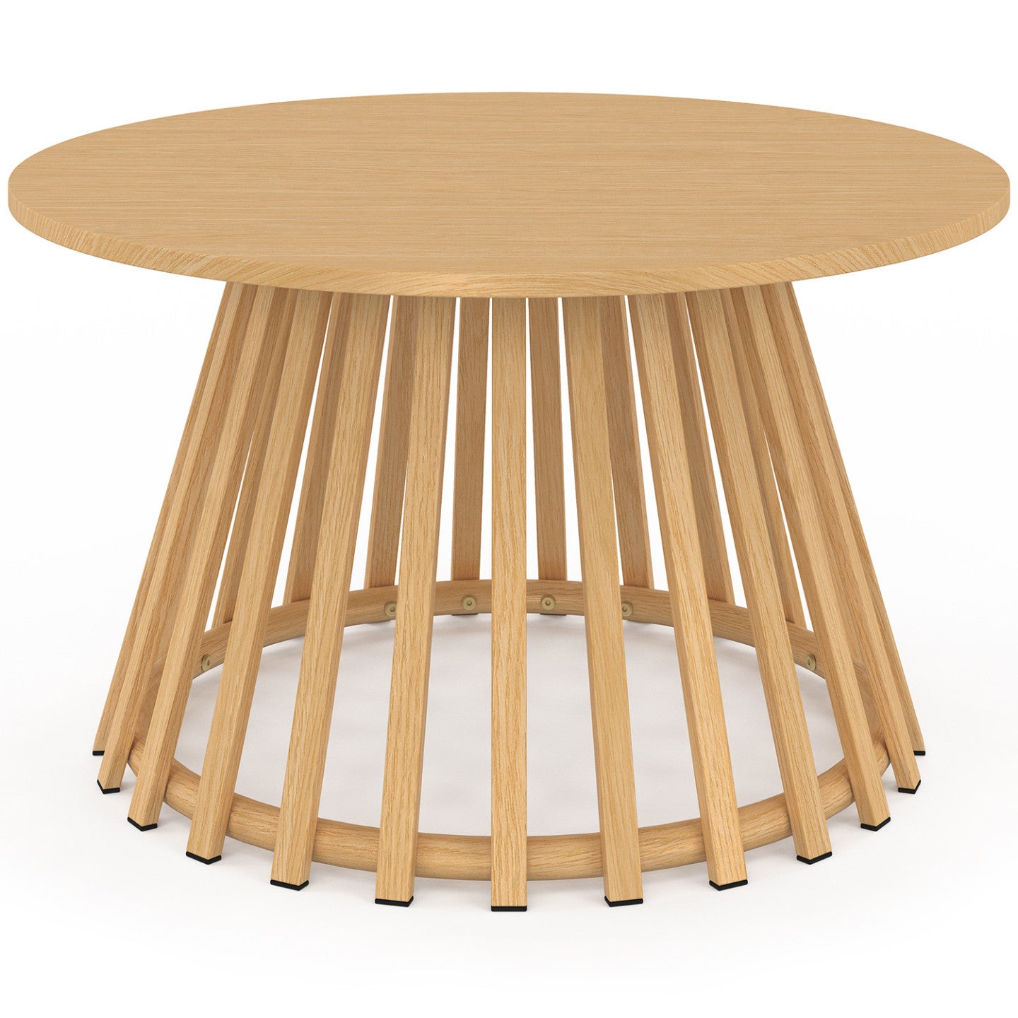 Table basse de jardin ronde 70 cm SOLAL avec pied lattes en métal effet bois - 3